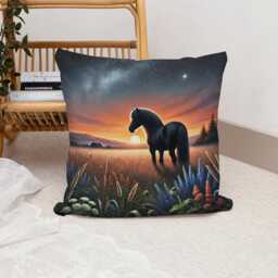 Horse Sunset Meadow Cushion Cover - Equestrian Home Decor - thumbnail 2
