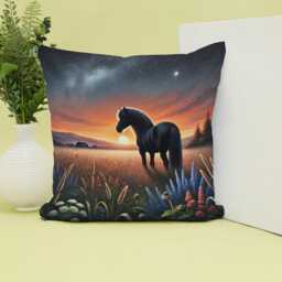 Horse Sunset Meadow Cushion Cover - Equestrian Home Decor
