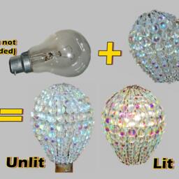 Crystal Chandelier Inspired Aurora Borealis Ab Glass Lightbulb Gls Bulb Cover Sleeve Pendant Lamp Better Than Shade Light Drops Beads - thumbnail 3