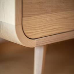 Solid Oak Tv Stand, Vinyl Record Storage, Modern Console - thumbnail 4