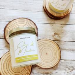 Citron & Mandarin Scented Candle - 4Oz Jar Soy Wax Hand Poured Home Decor Citrus Scent Summer - thumbnail 3