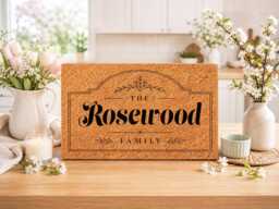 Personalised Family Name Doormat - Vintage Gothic Display Font - Custom Last Welcome Mat Housewarming Gift - thumbnail 1