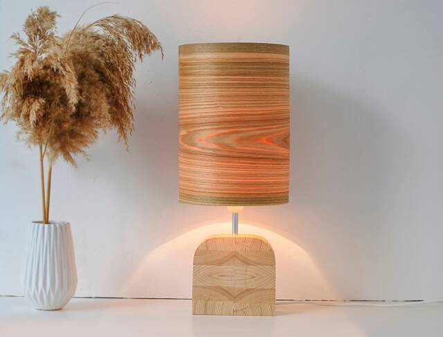 Modern Rustic Table Lamp From Olive Wood, Bedside For Scandinavian Decor, Wood Contemporary & Minimalist Decor - image 1