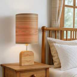 Modern Rustic Table Lamp From Olive Wood, Bedside For Scandinavian Decor, Wood Contemporary & Minimalist Decor - thumbnail 2