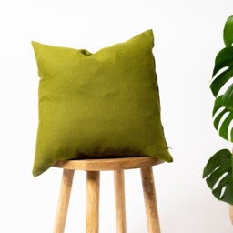 Moss Green Linen Cushion Cover, Softened Pure Cushions With Zipper 45cm X - 18 - thumbnail 2