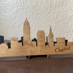 Small Cleveland Skyline Wooden Sign - Rustic Art Layered Laser Cut Wall Handmade Decor Gift Ideas - thumbnail 2
