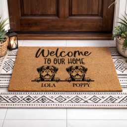 Custom 2 Dog Welcome Mat - The Maxines Family Sign Durable Modern Coir Rug - thumbnail 4