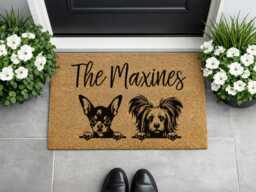 Custom 2 Dog Welcome Mat - The Maxines Family Sign Durable Modern Coir Rug - thumbnail 1