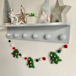 Felt Christmas Tree Garland Handmade Wool Ball Bunting - thumbnail 2