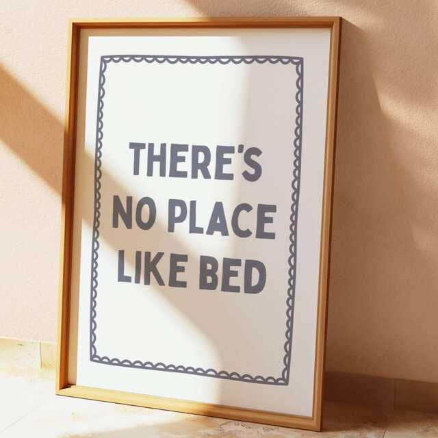 There's No Place Like Bed, Unframed Card Art Print, Bedroom Wall Decor - image 1