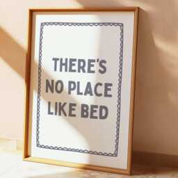 There's No Place Like Bed, Unframed Card Art Print, Bedroom Wall Decor - thumbnail 1