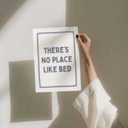 There's No Place Like Bed, Unframed Card Art Print, Bedroom Wall Decor - thumbnail 3
