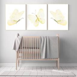 Yellow Butterfly Nursery Art Print Girl Room Decor - thumbnail 2