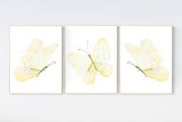 Yellow Butterfly Nursery Art Print Girl Room Decor - thumbnail 1