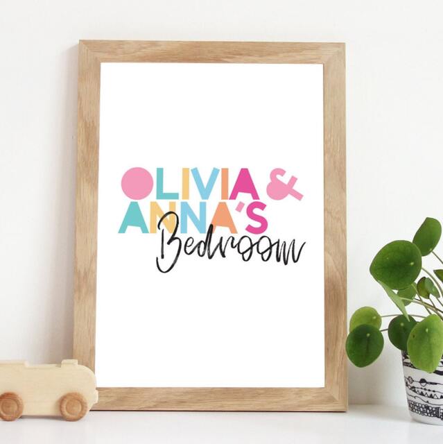 Sister Prints, Name Present, Wall Art, Girls Bedroom Print, Twins Pastel Prints - image 1
