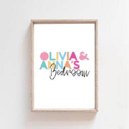 Sister Prints, Name Present, Wall Art, Girls Bedroom Print, Twins Pastel Prints - thumbnail 2