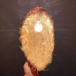 Handmade Rattan Moon Pendant Light - Rustic Celestial Lighting - thumbnail 3