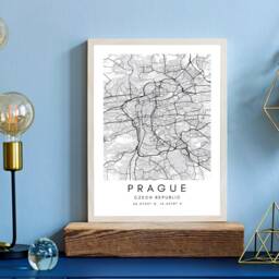 Prague Map Art Print Minimalist Black & White Travel Poster - thumbnail 3