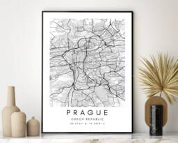 Prague Map Art Print Minimalist Black & White Travel Poster - thumbnail 1