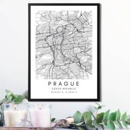 Prague Map Art Print Minimalist Black & White Travel Poster - thumbnail 2