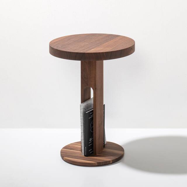 Side Table Fork in Walnut With Bookcase - image 1