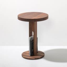 Side Table Fork in Walnut With Bookcase