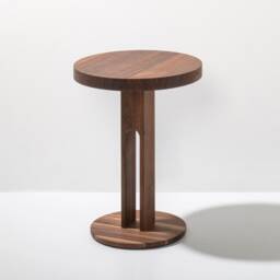 Side Table Fork in Walnut With Bookcase - thumbnail 2