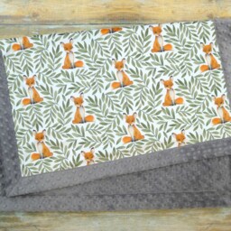 Fox Baby Blanket - -Minky Woodland Animlas Gender Neutral Gift Foxes Unisex - thumbnail 2