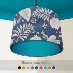 Navy Blue Botanical Lampshade Handmade Floral Light Shade - thumbnail 1
