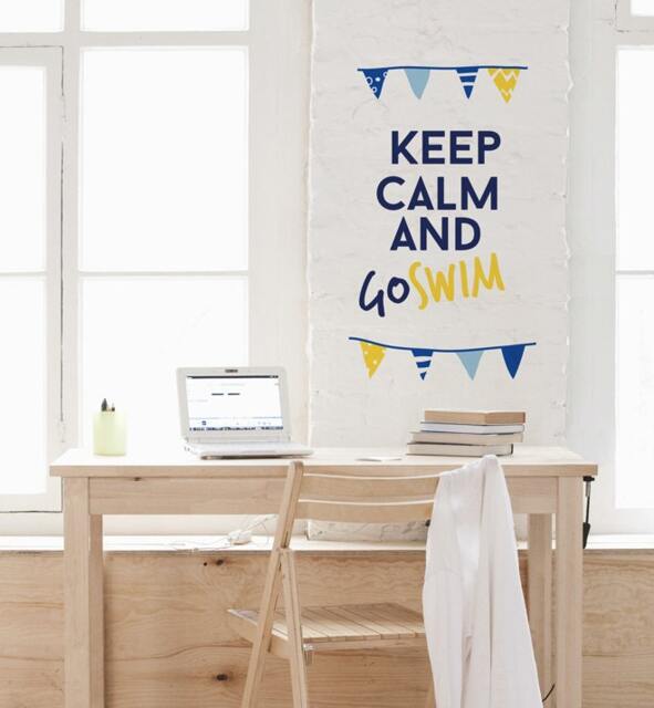 Keep Calm & Go Swim Bunting Wall Sticker Decal - Quotes, Decals, Words, Inspiration, Decor, Family