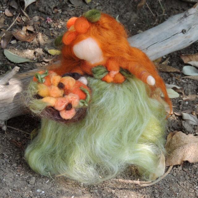 Felted Waldorf Fairy - Autumn Harvest Maiden Wool Art Doll By Rebecca Varon - image 1