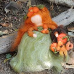 Felted Waldorf Fairy - Autumn Harvest Maiden Wool Art Doll By Rebecca Varon - thumbnail 2