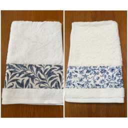 Guest Towel Egyptian Cotton William Morris Merton Blue Floral Trim/Willow Bough Bathroom Gifts - thumbnail 1