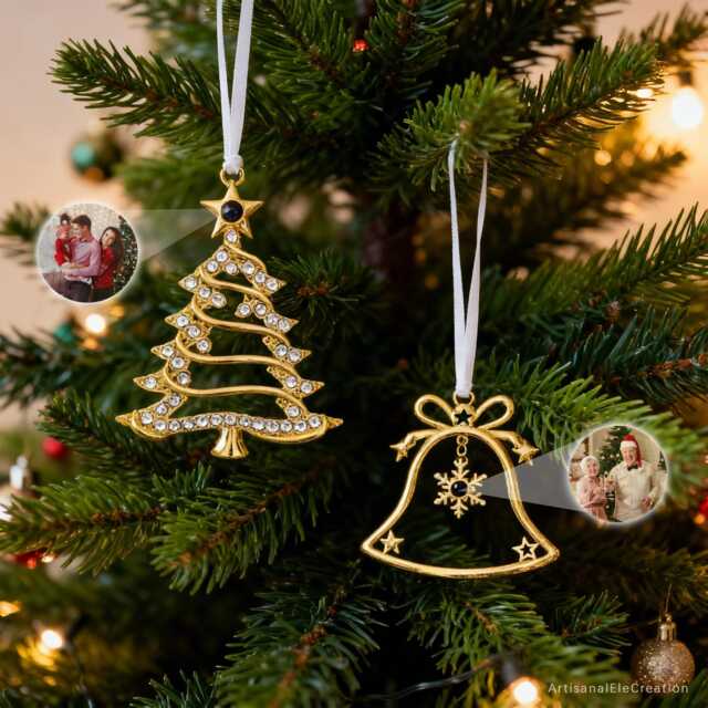 Personalized Christmas Tree Ornament, Custom Projection Photo Decor, Family Memorial Gift, Snowflake 2025 - image 1