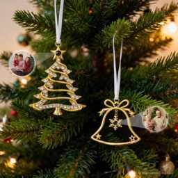 Personalized Christmas Tree Ornament, Custom Projection Photo Decor, Family Memorial Gift, Snowflake 2025 - thumbnail 1