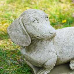 Dachshund Dog Stone Statue - Outdoor Garden Ornament Puppy Pet Sculpture Decoration British Gift - thumbnail 3