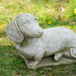 Dachshund Dog Stone Statue - Outdoor Garden Ornament Puppy Pet Sculpture Decoration British Gift - thumbnail 2
