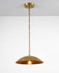 Mid Century Raw Brass Flush Mount Chandelier - Elegant Ceiling Fixture - thumbnail 1