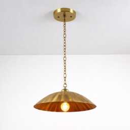 Mid Century Raw Brass Flush Mount Chandelier - Elegant Ceiling Fixture - thumbnail 2