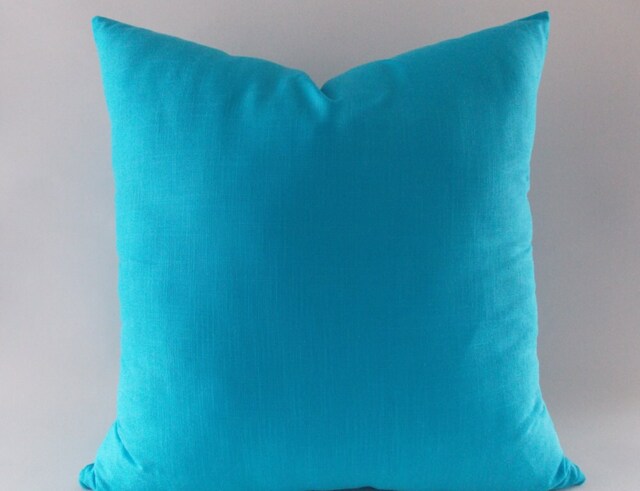 Turquoise Blue Linen Pillows, Cushion Cover, Decorative Throw Pillow, Modern 12, 14, 16, 18, 20, 22, 24, 26, 28, 30 Inch - image 1