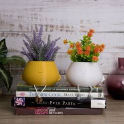 Happy Face Sitting Pot With Cord Legs, Cute Plant Pot, Planter, Indoor Planter Dangly - thumbnail 2