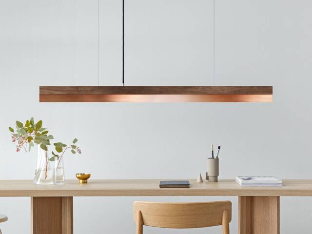 Pendant Lamp - Walnut & Copper Dining Room Gantlights Led - image 1