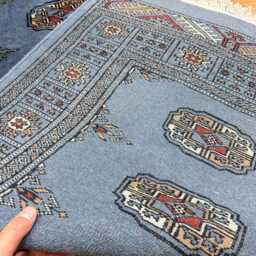 2.6x7 Gray 3 Ply Handmade Bokhara Runner Rug - Hallway Stairs Carpet, Extra Thick Pile - thumbnail 4