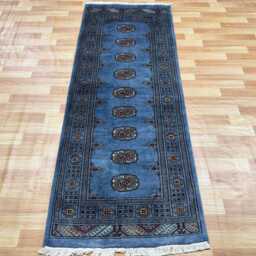 2.6x7 Gray 3 Ply Handmade Bokhara Runner Rug - Hallway Stairs Carpet, Extra Thick Pile - thumbnail 3