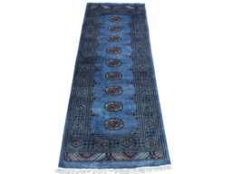 2.6x7 Gray 3 Ply Handmade Bokhara Runner Rug - Hallway Stairs Carpet, Extra Thick Pile