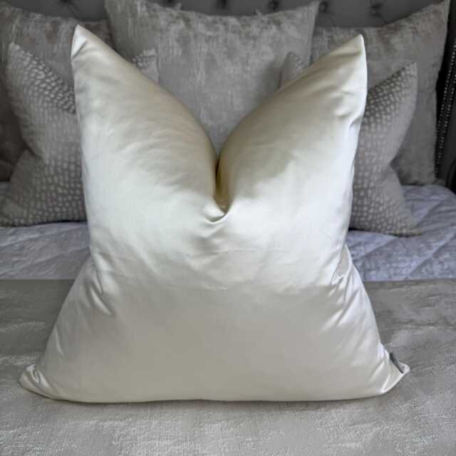 Silk Satin Luxury Ivory Cushion Cover, Euro Throw Pillow Ivory Cover For Bed Double Sided/Worldwide Shipping Designer Guild - image 1