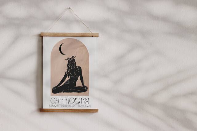 Capricorn Boho Zodiac Print - Star Sign Art, Astrology Poster, Bohemian Aesthetic, Celestial, Divine Feminine Energy, Constellation - image 1