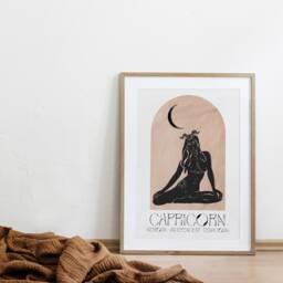 Capricorn Boho Zodiac Print - Star Sign Art, Astrology Poster, Bohemian Aesthetic, Celestial, Divine Feminine Energy, Constellation - thumbnail 2
