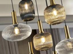 Reeded Glass Pendant Light Modern Kitchen Island Lighting