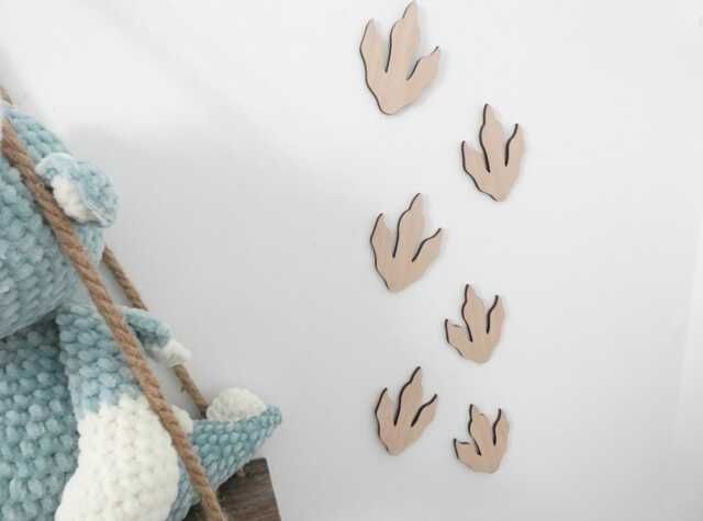 Dinosaur Footprints - Wall Decorations Children's Bedroom Art Accessory Wooden Nursery Playroom Signs Stocking Filler - image 1